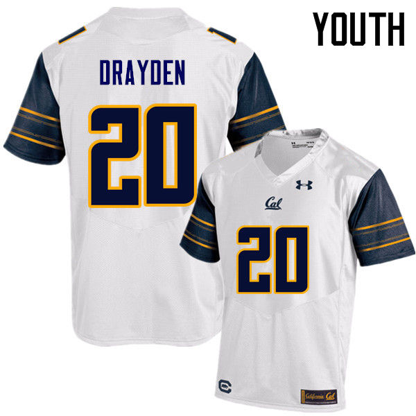 Youth #20 Josh Drayden Cal Bears (California Golden Bears College) Football Jerseys Sale-White - Click Image to Close